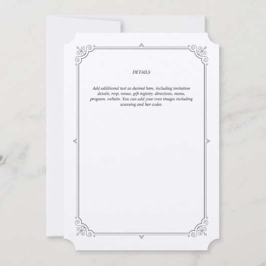 Invitations de mariage vintage Regency Kraft (Dos)