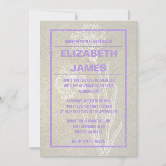 Invitations de mariage Vintage rustique (Devant)