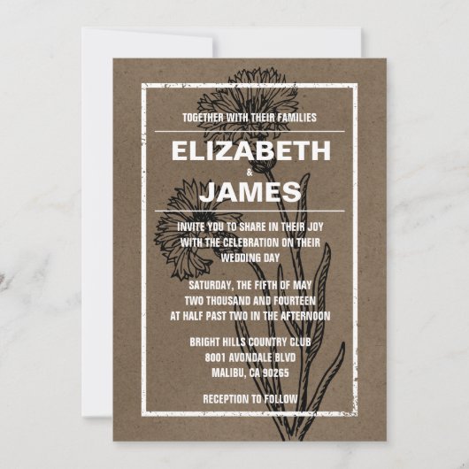Invitations de mariage Vintage rustique (Devant)