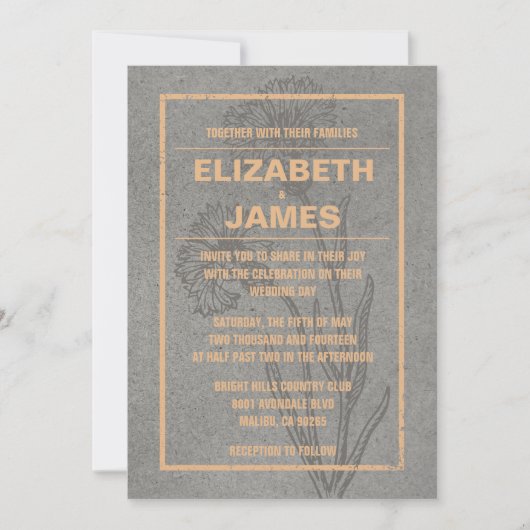 Invitations de mariage Vintage rustique (Devant)