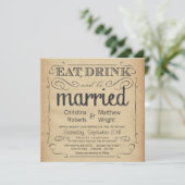 Invitations de mariage Vintage rustique (Debout devant)