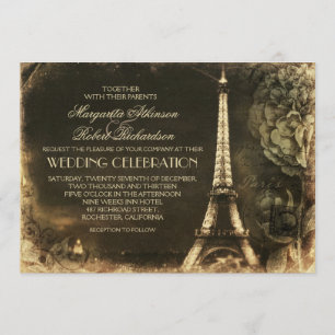 Invitations de mariage vintage tour Paris Eiffel