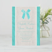 Invitations de mariage Vintage turquoise Bow & Lin (Debout devant)