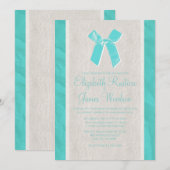 Invitations de mariage Vintage turquoise Bow & Lin (Devant / Derrière)