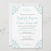 Invitations de mariage vintage | Turquoise Turquoi (Devant)