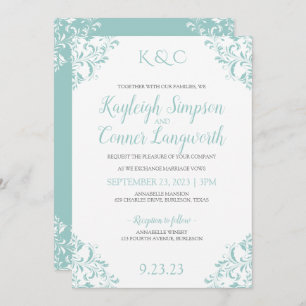 Invitations de mariage vintage   Turquoise Turquoi