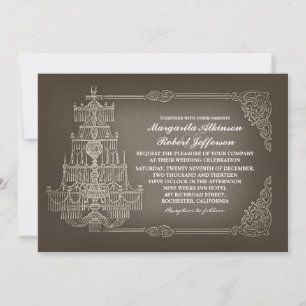 Invitations de mariage vintage vieux chandelier