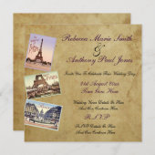 Invitations de mariage Vintages à Paris (Devant / Derrière)