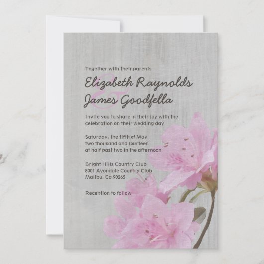Invitations de mariage Vintages Azalea (Devant)
