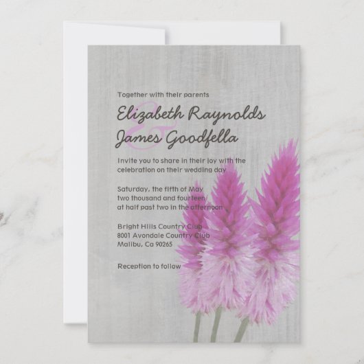 Invitations de mariage Vintages Celosia (Devant)