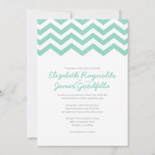 Invitations de mariage Vintages de Chevron (Devant)