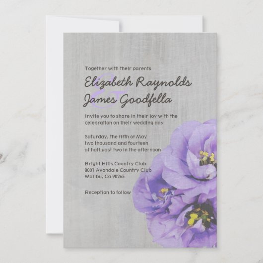 Invitations de mariage Vintages de Lisianthus (Devant)