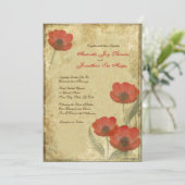 Invitations de mariage Vintages des Red Poppies (Debout devant)