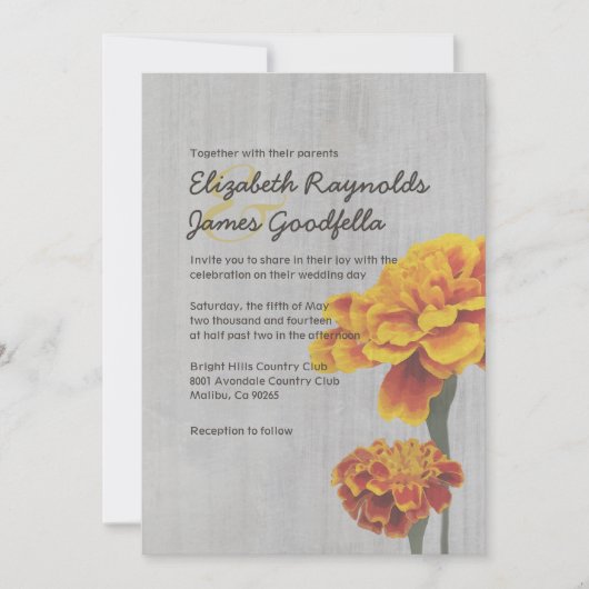 Invitations de mariage Vintages Marigolds (Devant)