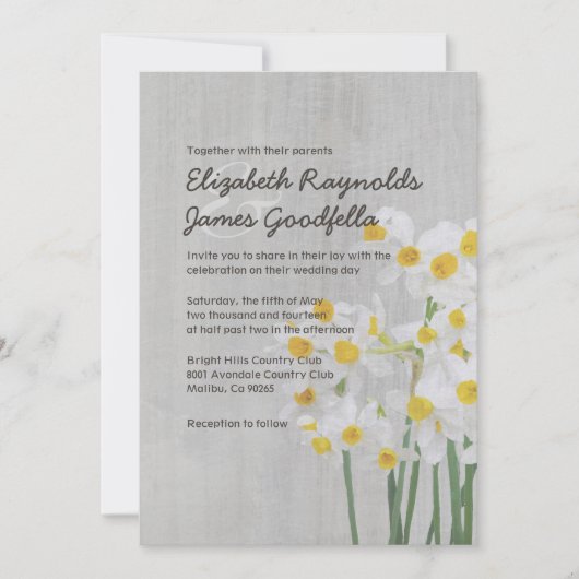 Invitations de mariage Vintages Narcisse (Devant)