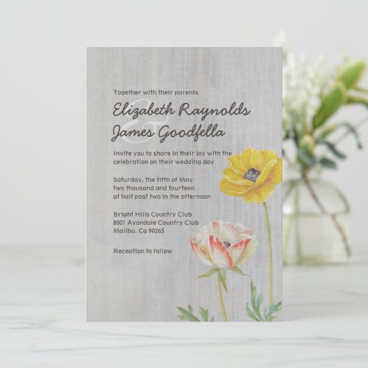 Invitations de mariage Vintages Ranunculus (Debout devant)