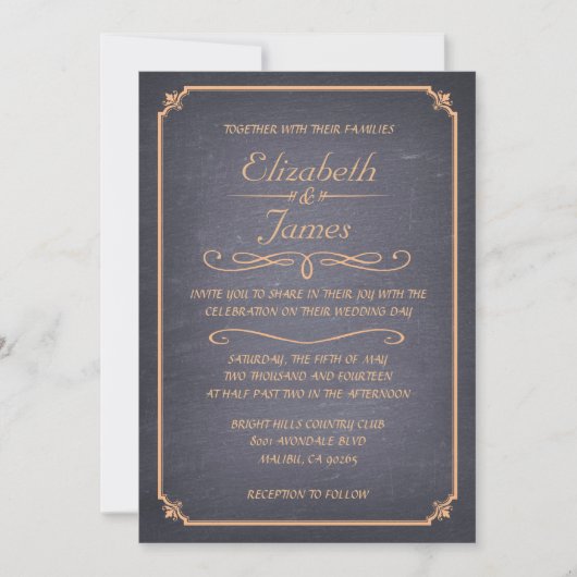 Invitations de mariage Vintages sur le tableau de (Devant)