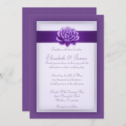 Invitations de mariage violet (Devant / Derrière)