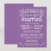 Invitations de mariage violet à l'orchidée de Burl (Devant / Derrière)