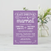 Invitations de mariage violet à l'orchidée de Burl (Debout devant)