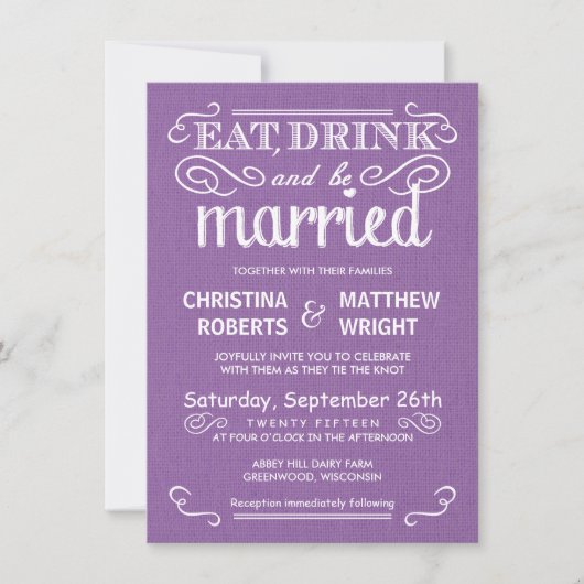 Invitations de mariage violet à l'orchidée de Burl (Devant)