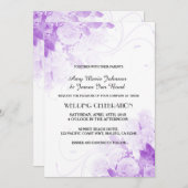 Invitations de mariage violet bouquet de rose vr4 (Devant / Derrière)