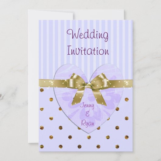 Invitations de mariage violet et d'or (Devant)