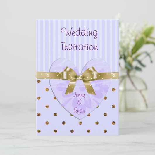 Invitations de mariage violet et d'or (Debout devant)