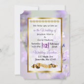 Invitations de mariage violet et doré Lavande (Devant)