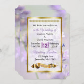 Invitations de mariage violet et doré Lavande (Devant / Derrière)