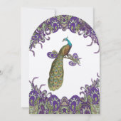 Invitations de mariage violet et vert paon (Dos)