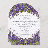Invitations de mariage violet et vert paon (Devant / Derrière)