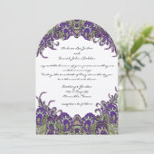 Invitations de mariage violet et vert paon (Debout devant)