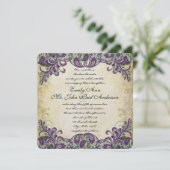 Invitations de mariage violet et vert paon (Debout devant)