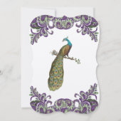 Invitations de mariage violet et vert paon (Dos)