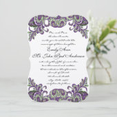 Invitations de mariage violet et vert paon (Debout devant)
