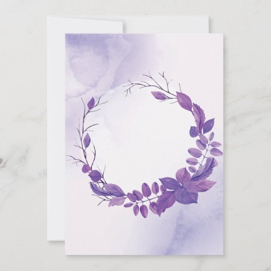 Invitations de mariage violet feuille (Dos)