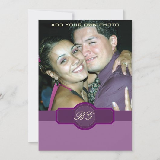 Invitations de mariage violet Lilac Monogrammes Ph (Devant)