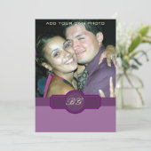 Invitations de mariage violet Lilac Monogrammes Ph (Debout devant)