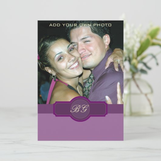 Invitations de mariage violet Lilac Monogrammes Ph (Debout devant)