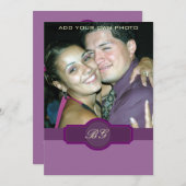 Invitations de mariage violet Lilac Monogrammes Ph (Devant / Derrière)