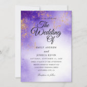 Invitations de mariage violet tyrienne dorées (Devant)