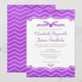 Invitations de mariage violet Zigzag (Devant / Derrière)