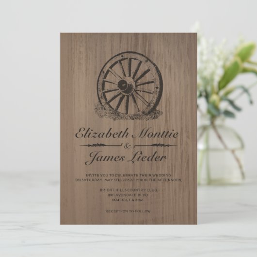 Invitations de mariage Wagon Wheel (Debout devant)