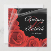 Invitations de mariage Whimsical Black & Red Rose (Devant)