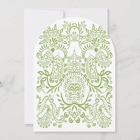 Invitations de mariage Whimsical Oiseau vert Apple (Devant)