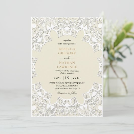 Invitations de mariage White Rustic Lace (Debout devant)