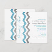 Invitations de mariage Zig Zag bleu et gris (Devant / Derrière)