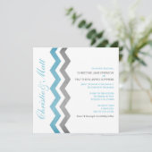 Invitations de mariage Zig Zag bleu et gris (Debout devant)