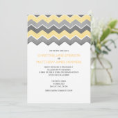Invitations de mariage Zig Zag gris et jaune (Debout devant)